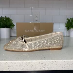 Sanctuary Women’s 7 Mary Jane Ballet Flat w Cushioned Flexible Footbed, Gold